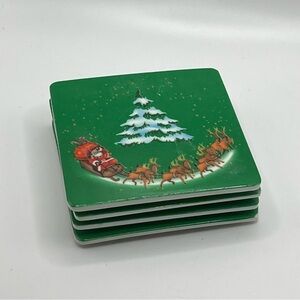 Rare Vintage Melamine Christmas Coasters